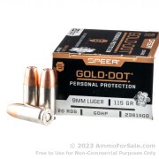 20 Rounds of 115gr JHP 9mm Ammo by Speer