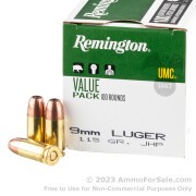 100 Rounds of 115gr JHP 9mm Ammo by Remington