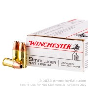 500 Rounds of 147gr JHP 9mm Ammo by Winchester