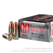 25 Rounds of 135gr JHP 9mm Ammo by Hornady Critical Duty