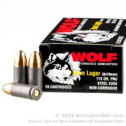 50 Rounds of 115gr FMJ 9mm Ammo by Wolf Performance