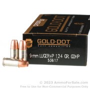1000 Rounds of 124gr JHP 9mm +P Ammo by Speer