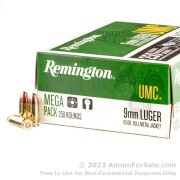 250 Rounds of 115gr MC 9mm Ammo by Remington