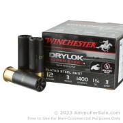 25 Rounds of 1 1/4 ounce #3 Shot (Steel) 12ga Ammo by Winchester Drylock Magnum