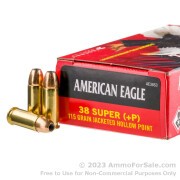 50 Rounds of 115gr JHP .38 Super Ammo by Federal American Eagle