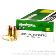 50 Rounds of 95gr FMJ .380 ACP Ammo by Remington