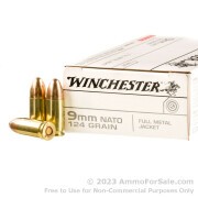 50 Rounds of 124gr FMJ 9mm Ammo by Winchester