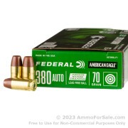 50 Rounds of 70gr Lead-Free FMJ .380 ACP Ammo by Federal