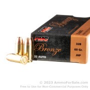 1000 Rounds of 60gr JHP .32 ACP Ammo by PMC