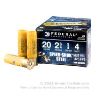 25 Rounds of 2-3/4" 3/4 ounce #4 shot 20ga Ammo by Federal Speed-Shok