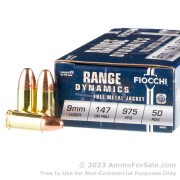 50 Rounds of 147gr FMJ 9mm Ammo by Fiocchi