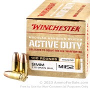 100 Rounds of 115gr FMJ M1152 9mm Ammo by Winchester