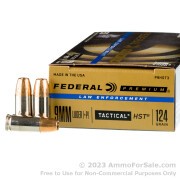 50 Rounds of 124gr HST JHP 9mm +P Ammo by Federal