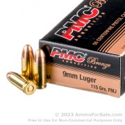 50 Rounds of 115gr FMJ 9mm Ammo by PMC