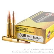 20 Rounds of 168gr TSX .308 Win Ammo by Black Hills Gold Ammunition