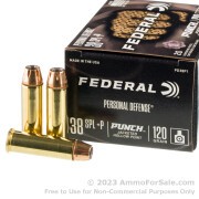 200 Rounds of 120gr JHP .38 Spl +P Ammo by Federal