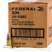 1000 Rounds of 55gr FMJBT XM193 5.56x45 Ammo by Federal