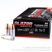 50 Rounds of 147gr FMJ 9mm Ammo by CCI Blazer Cleanfire