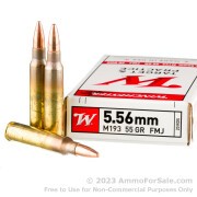 1000 Rounds of 55gr FMJ M193 5.56x45 Ammo by Winchester USA White Box