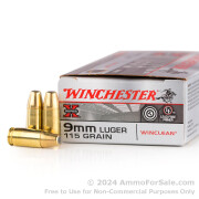 50 Rounds of 115gr BEB 9mm Ammo by Winchester