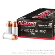 50 Rounds of 230gr TMJ .45 ACP Ammo by Blazer