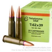 1000 Rounds of 124gr FMJ 7.62x39 Ammo by Tela Impex