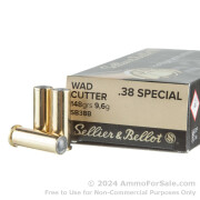 50 Rounds of 148gr Lead Wadcutter .38 Spl Ammo by Sellier & Bellot