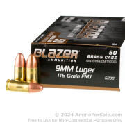 50 Rounds of 115gr FMJ 9mm Ammo by Blazer 