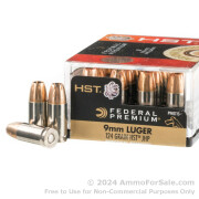20 Rounds of 124gr JHP 9mm Ammo by Federal HST