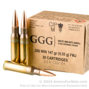 20 Rounds of 147gr FMJ .308 Win Ammo by GGG
