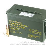 500 Rounds of 150gr FMJ 30-06 Springfield Ammo by Prvi Partizan M1 Garand in Ammo Can