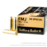 50 Rounds of 158gr FMJ .38 Spl Ammo by Sellier & Bellot