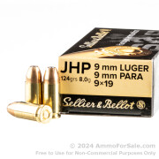 1000 Rounds of 124gr JHP 9mm Ammo by Sellier & Bellot