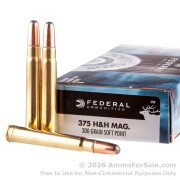 20 Rounds of 300 gr SP .375 H&H Mag Ammo by Federal