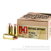 20 Rounds of 165gr JHP .40 S&W Ammo by Hornady