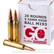 1000 Rounds of 55gr FMJ M193 5.56x45 Ammo by Global Ordnance