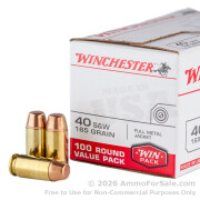 100 Rounds of 165gr FMJ .40 S&W Ammo by Winchester