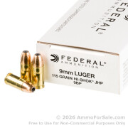 50 Rounds of 115gr JHP 9mm Ammo by Federal