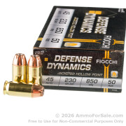 50 Rounds of 230gr JHP .45 ACP Ammo by Fiocchi