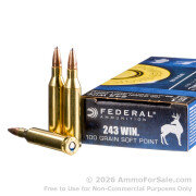 20 Rounds of 100gr SP .243 Win Ammo by Federal Power Shok