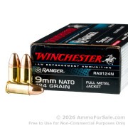 500 Rounds of 124gr FMJ 9mm NATO Ammo by Winchester Ranger