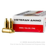 1000 Rounds of 124gr FMJ 9mm Ammo by Veteran Ammo