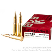 20 Rounds of 174gr HPBT 7.62x54r Ammo by Sellier & Bellot