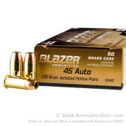 50 Rounds of 230gr JHP .45 ACP Ammo by Blazer