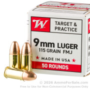 1000 Rounds of 115gr FMJ 9mm Ammo by Winchester