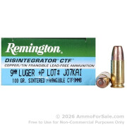 50 Rounds of 100gr Frangible Disintegrator 9mm +P Ammo by Remington