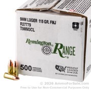 500 Rounds of 115gr FMJ 9mm Ammo by Remington