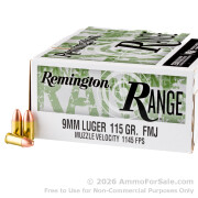 250 Rounds of 115gr FMJ 9mm Ammo by Remington