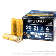 25 Rounds of 2-3/4" 3/4 ounce #4 shot 20ga Ammo by Federal Speed-Shok