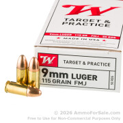 500 Rounds of 115gr FMJ 9mm Ammo by Winchester